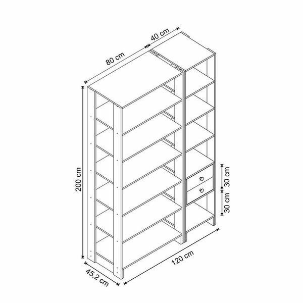 Imagem de Closet com 2 Gavetas e 11 Nichos EY103-106 Linha Yes Naturart