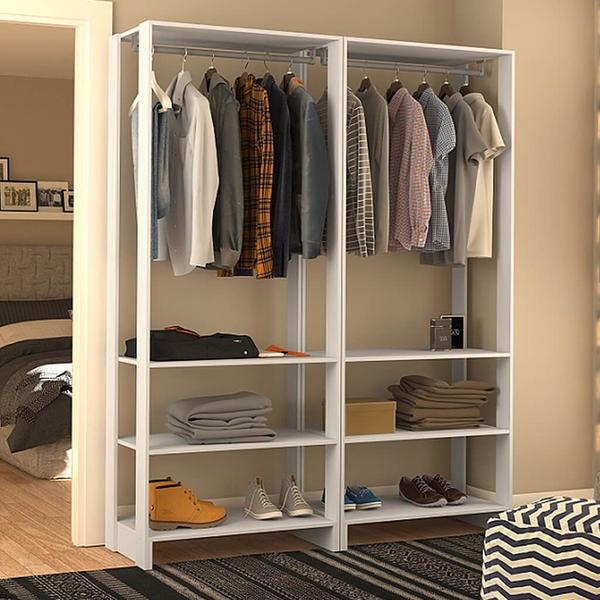 Imagem de Closet com Cabideiro e Prateleira Branco Lilies Móveis