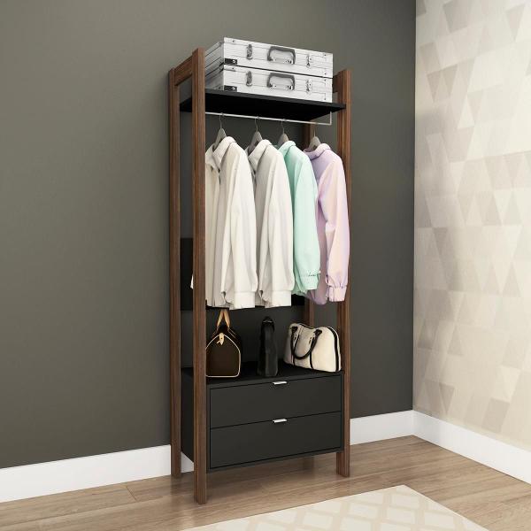 Imagem de Closet com Cabideiro Multiuso com 2 Gavetas e 2 Prateleiras