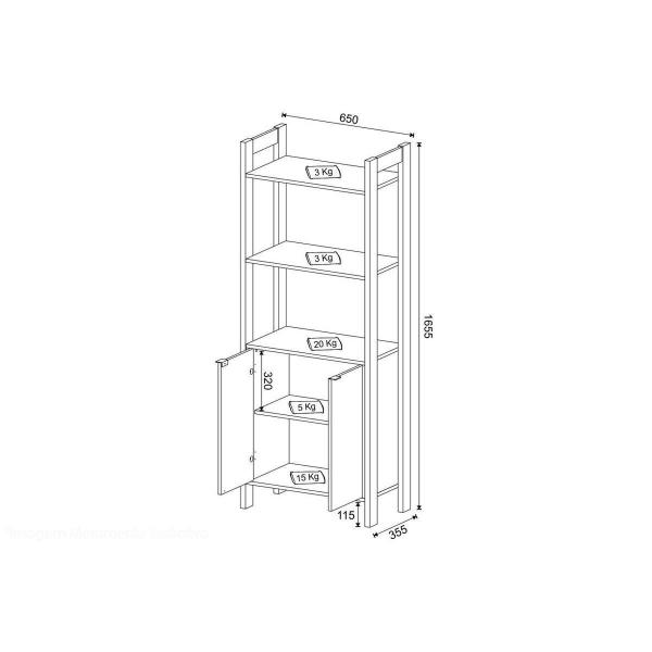 Imagem de Closet de Casal Armário Alto 2 Prats 2 Portas AZ1009 Preto/Nogal - Tecno Mobili