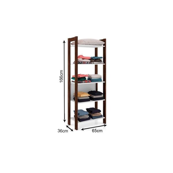 Imagem de Closet de Casal AZ1005 Armário c/ 5 Prateleiras Amêndoa/Branco - Tecno Mobili