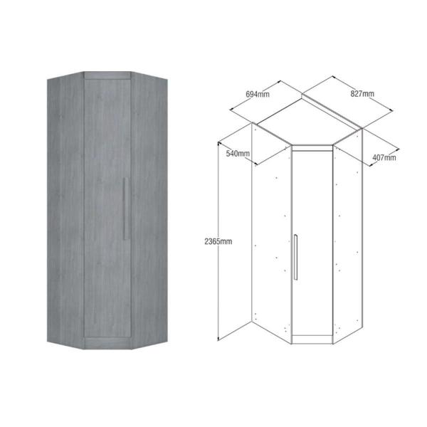 Imagem de Closet de Casal  Canto Oblíquo Rizon c/ 1 Porta Branco - Novo Horizonte