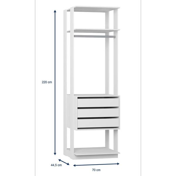 Imagem de Closet Estante 3 Gavetas 1 Cabideiro Branco