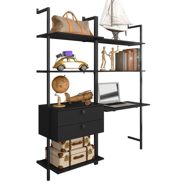 Imagem de Closet Estilo Industrial Siena 2 Gaveta Preto Fosco - Móveis Arapongas