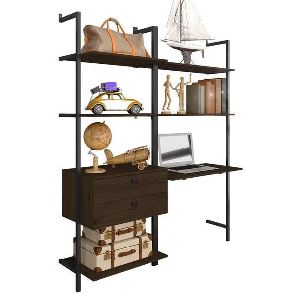 Imagem de Closet Estilo Industrial Siena 2 Gaveta Preto/imbui - Móveis Arapongas