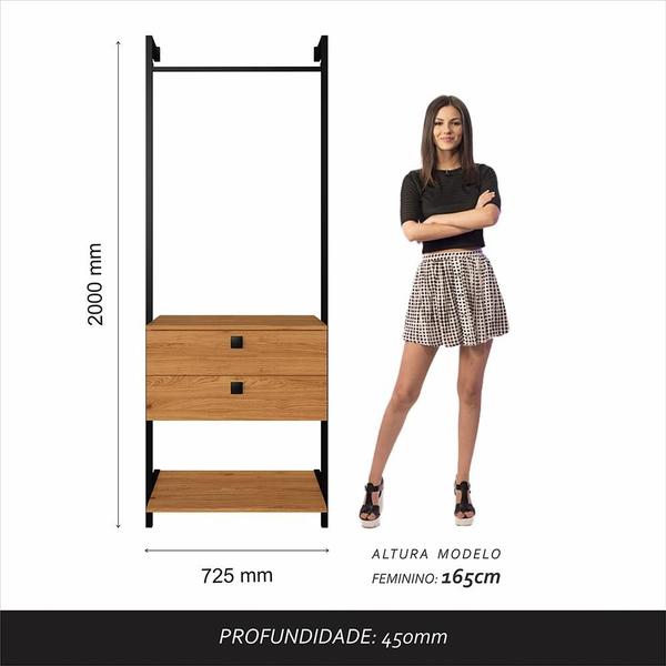 Imagem de Closet Estilo Industrial Siena C/gaveta Preto/cina - Móveis Arapongas