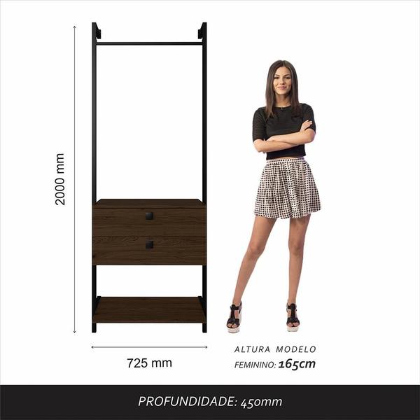 Imagem de Closet Estilo Industrial Siena C/gaveta Preto/imbui - Móveis Arapongas