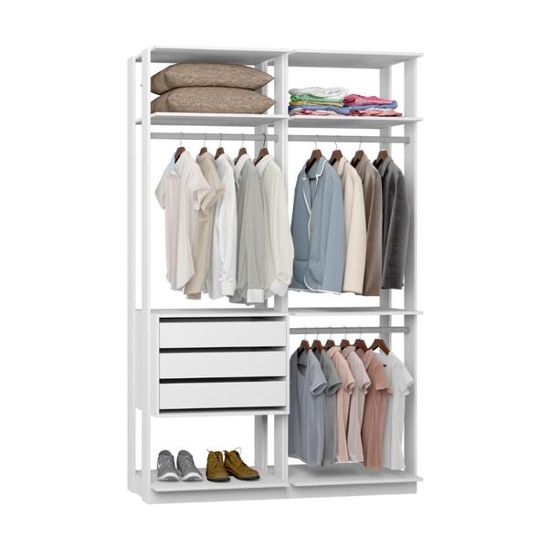 Imagem de Closet Guarda Roupa 3 Gavetas E 3 Cabideiros Linha Clothes - Be Mobiliário