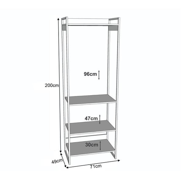 Imagem de Closet Industrial Casal Completo Loft Canela 4 Módulos Cabideiro com Gavetas Base Cobre