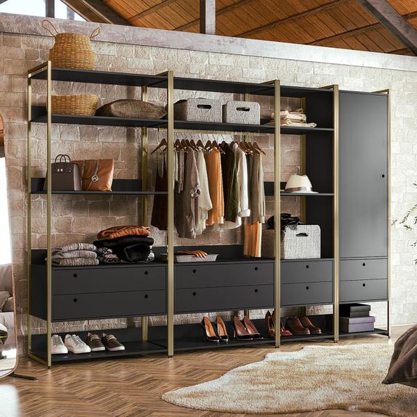 Imagem de Closet Industrial Olivar 1 Porta 8 Gavetas Preto - Olivar Móveis