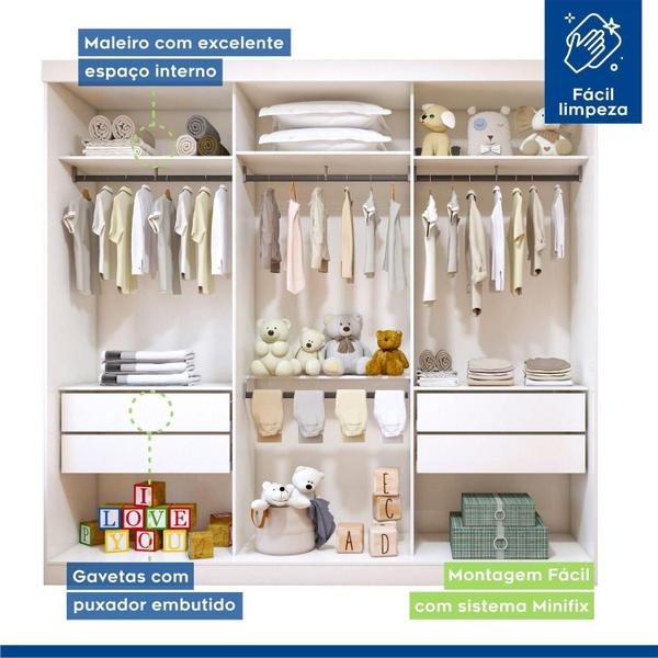 Imagem de Closet Infantil sem Portas 4 Gavetas Isadora Branco