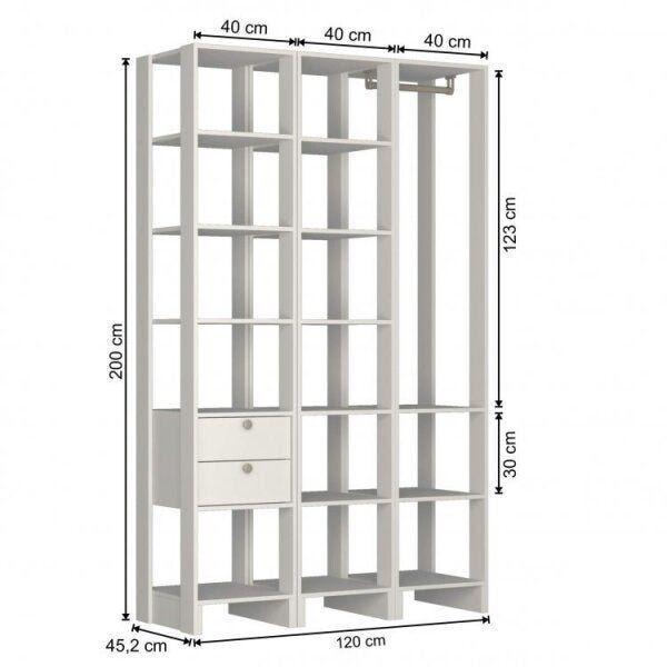 Imagem de Closet Modulado 3 Peças 1 Cabideiro 2 Gavetas e 14 Nichos Yes Nova Mobile