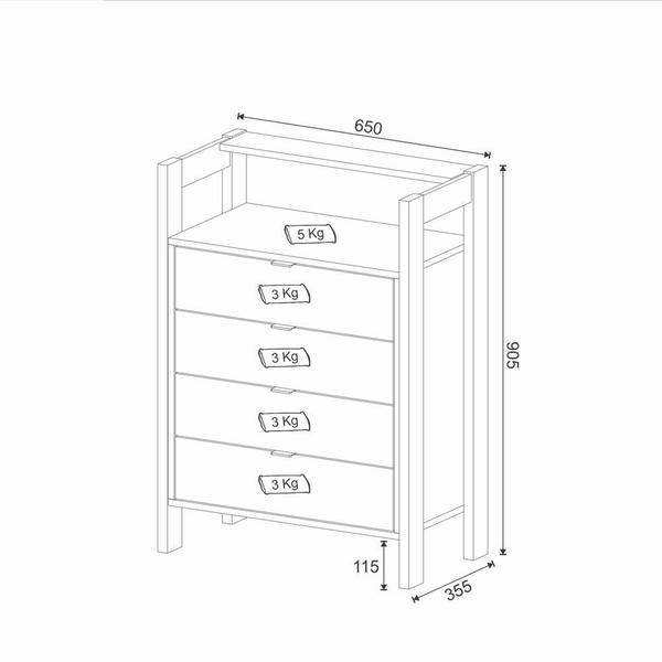 Imagem de Closet Modulado Aberto - Gaveteiro Multiuso 65cm com 4 Gavetas AZ1012 Tecno Mobili