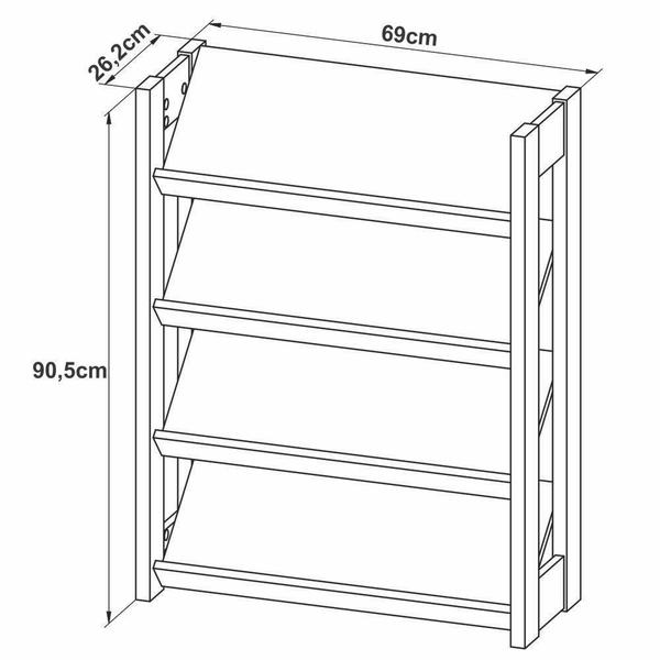 Imagem de Closet Modulado Aberto - Sapateira Aberta 4 Prateleiras Multiuso 69cm AZ1025 Tecnomóbili