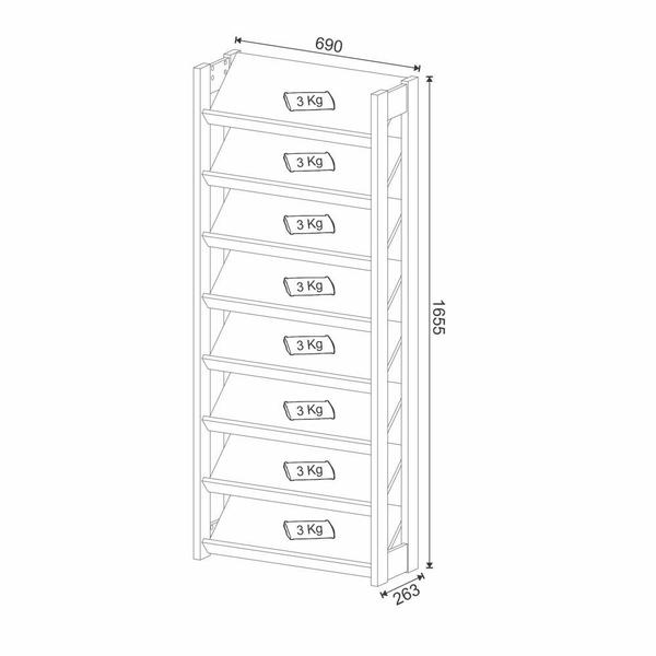 Imagem de Closet Modulado Aberto - Sapateira Aberta 8 Prateleiras Multiuso 69cm AZ1006 Tecnomóbili