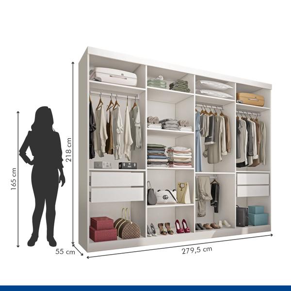 Imagem de Closet Modulado Premium Florença 279,3cm 4 Gavetas Minastex