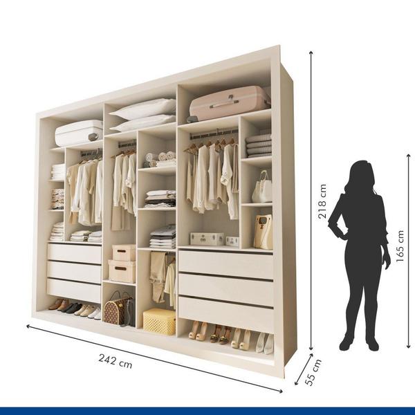 Imagem de Closet Modulado Premium Itália 242cm 6 Gavetas Minastex