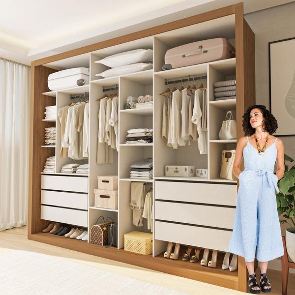 Imagem de Closet Modulado Premium Itália 242cm 6 Gavetas Minastex