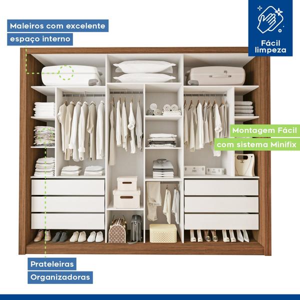 Imagem de Closet Modulado Premium Itália 242cm 6 Gavetas Minastex