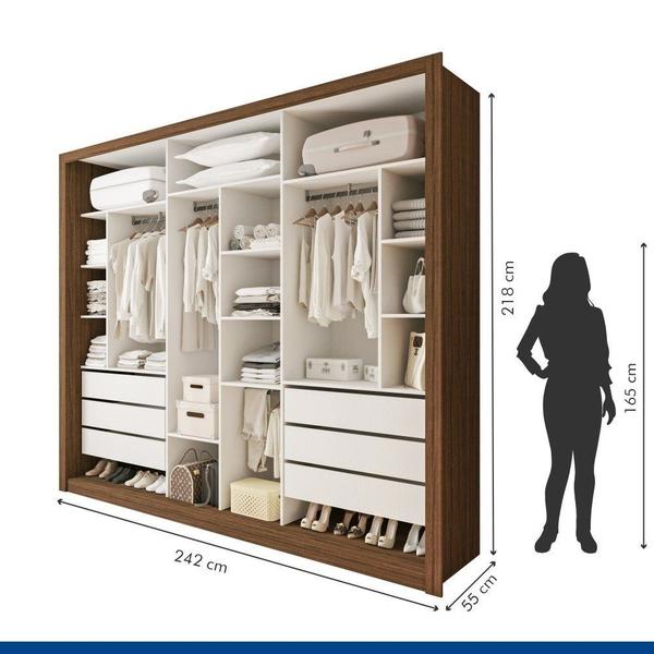 Imagem de Closet Modulado Premium Itália 242cm 6 Gavetas Minastex