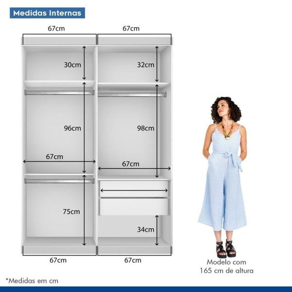 Imagem de Closet Modulado Premium Julia 138cm com 2 Gavetas Minastex