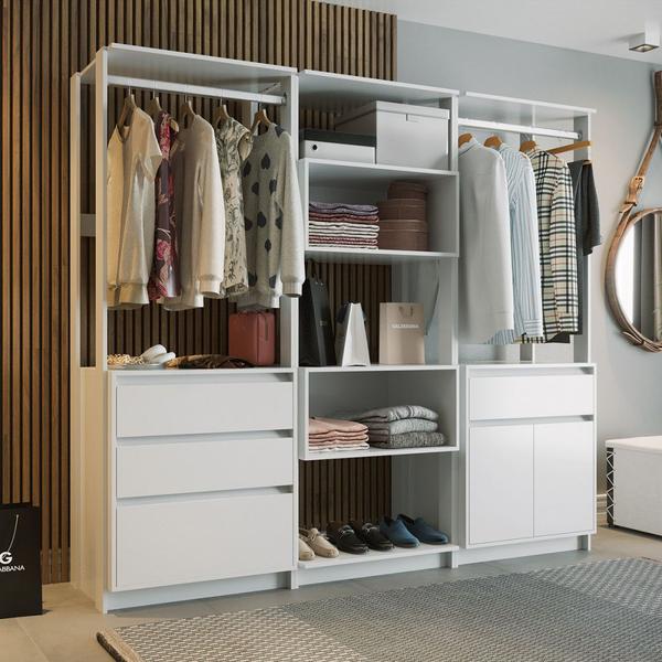 Imagem de Closet Modular Verona com 3 Peças Branco Brilho Batrol