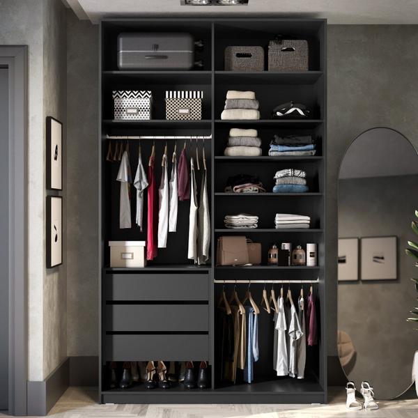 Imagem de Closet Solteiro 100% MDF BP 2 Vaos 3 Gavetas Sion