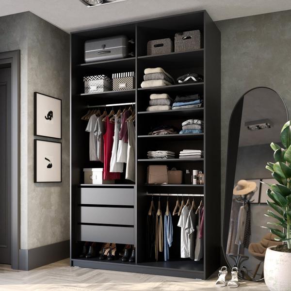 Imagem de Closet Solteiro 100% MDF BP 2 Vaos 3 Gavetas Sion