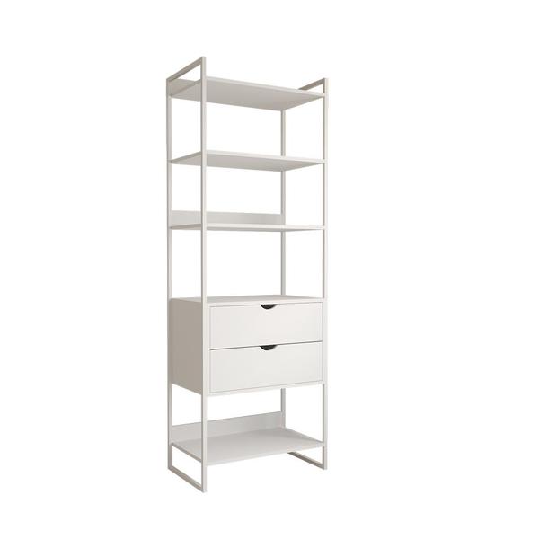 Imagem de Closet Solteiro Estilo Industrial Loft 1 Módulo com Gaveta Branco Ferro Branco 