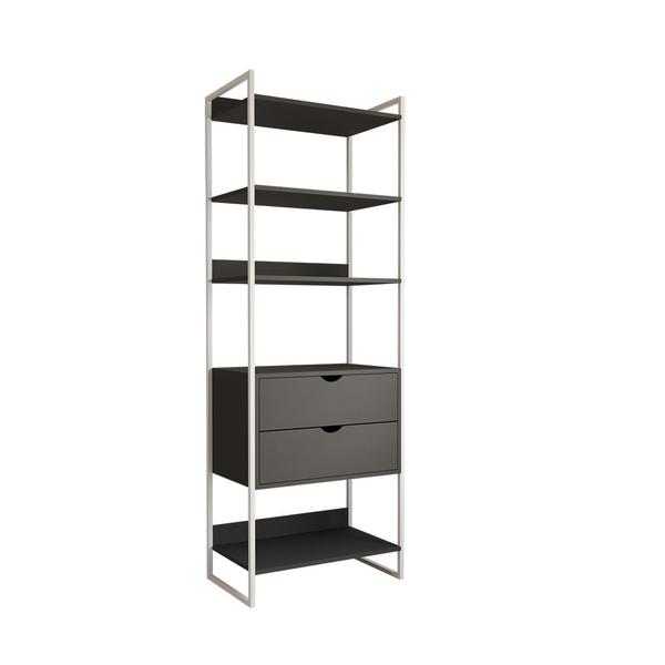 Imagem de Closet Solteiro Estilo Industrial Loft 1 Módulo com Gaveta Preto Ferro Branco 