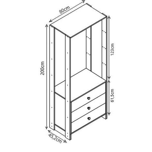 Imagem de Closet Yes Com 2 Cabideiros 6 Gavetas e 2 Prateleiras Nova Mobile