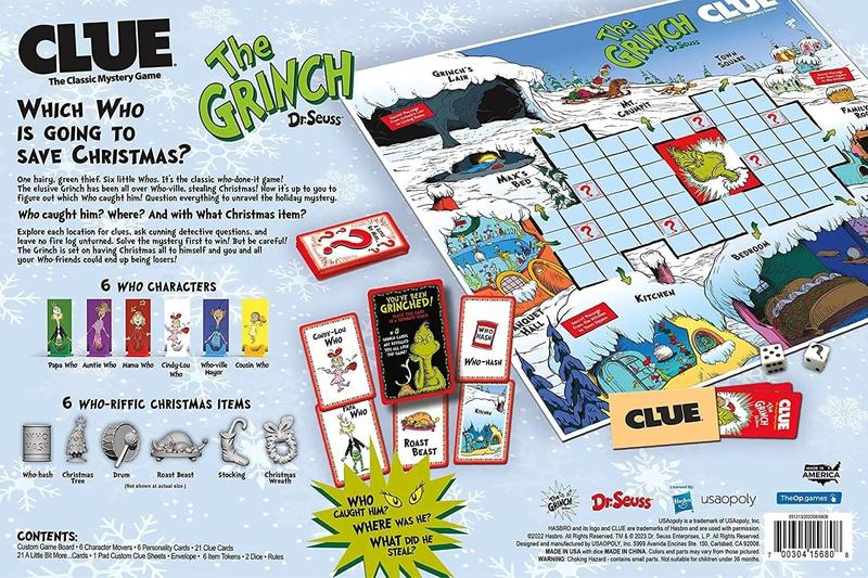 Imagem de CLUE: Como o Grinch roubou o Natal  Resolva o mistério neste jogo de pistas colecionáveis baseado no clássico livro Dr. Seuss  Jogo oficialmente licenciado com locais familiares e personagens icônicos