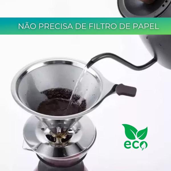 Imagem de Coador de Café Aço Inox Sem Uso de Filtro de Papel Compatível com 102 e 103