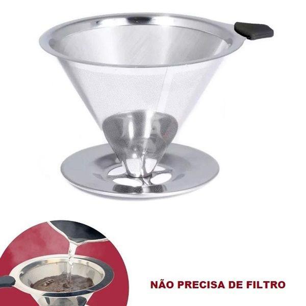 Imagem de Coador de Café Reutilizável Inox Não Precisa Filtro 400ml