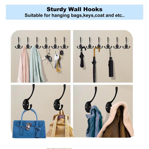 Imagem de Coat Hooks Kruodop, ganchos de toalha pretos montados na parede, 4 unidades