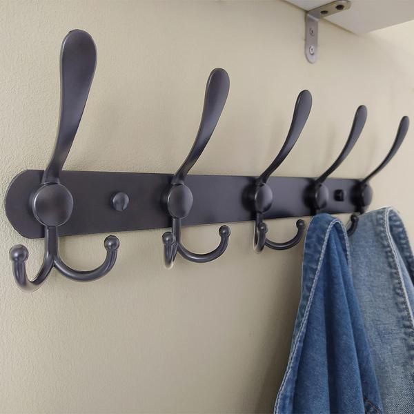 Imagem de Coat Rack Deap, montado na parede, 5 ganchos em aço inoxidável, pacote com 2