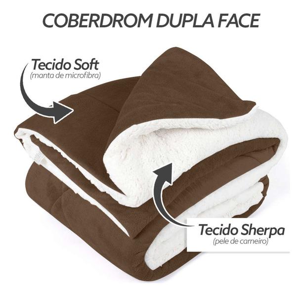 Coberdrom Casal Queen Toque Lã de Carneiro Sherpa/manta - CASA DONA Imagem de Coberdrom Casal Queen Toque Lã de Carneiro Sherpa/manta