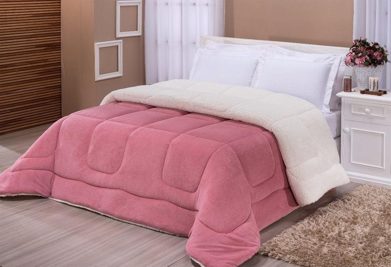 Imagem de Coberdrom cobertor casal queen manta soft e sherpa ótima qualidade rose