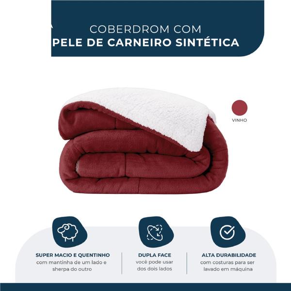 Imagem de Coberdrom  dupla face sherpa com manta fleece casal padrao 01 peça