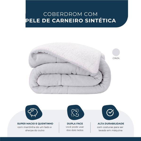 Imagem de Coberdrom  dupla face sherpa com manta fleece casal padrao 01 peça