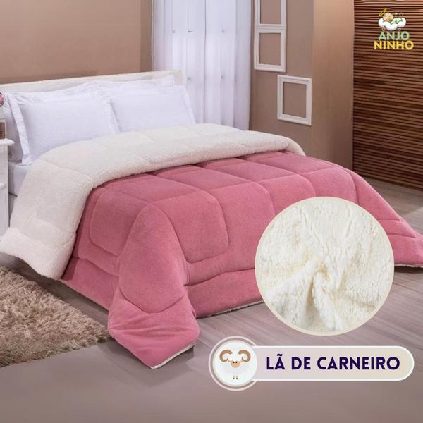 Imagem de Coberdrom Edredom Cobertor Sherpa Lã Pele de Carneiro 2,20x2,40 Cama Casal Queen