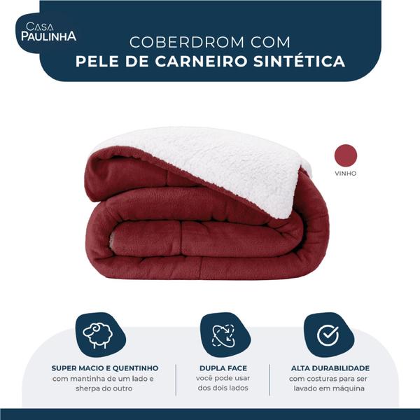 Imagem de Coberdrom Edredom Solteiro Dupla Face de Sherpa Lã de Carneiro Premium Cores Novas