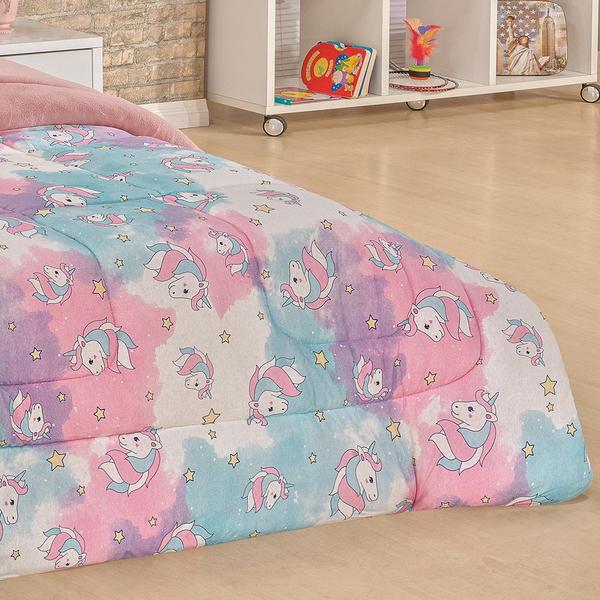 Imagem de Coberdrom Edredom Solteiro Infantil Menino/Menina Grosso Colcha Dupla Face Algodao e Manta Soft Plush Aveludada Inverno