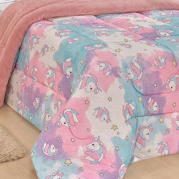 Imagem de Coberdrom Edredom Solteiro Infantil Menino/Menina Grosso Colcha Dupla Face Algodao e Manta Soft Plush Aveludada Inverno