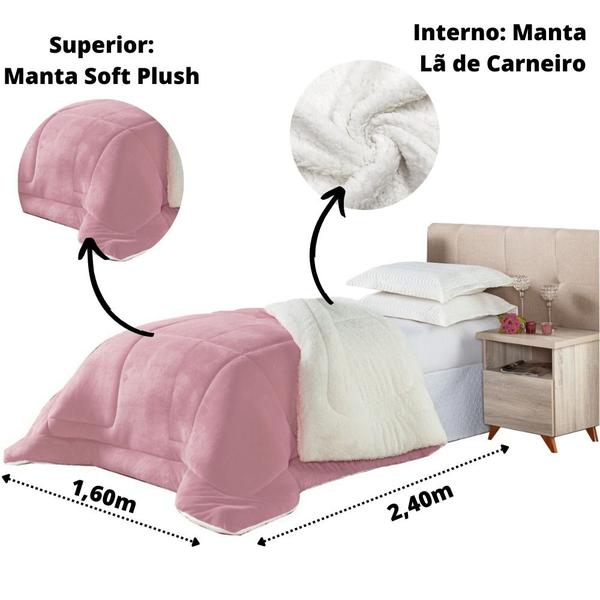 Imagem de Coberdrom Edredom Solteiro Sherpa com mantinha soft Plush