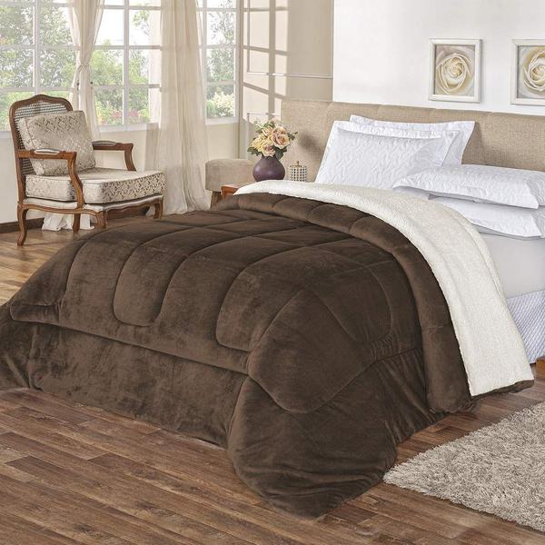 Coberdrom King Noruega Sherpa Manta Flannel 1pç - Marrom - Lilly Home Enxovais Imagem de Coberdrom King Noruega Sherpa Manta Flannel 1pç - Marrom