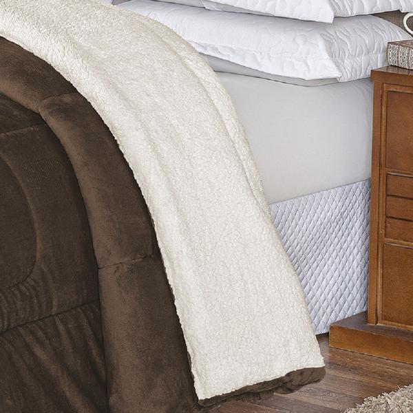 Coberdrom King Noruega Sherpa Manta Flannel 1pç - Marrom - Lilly Home Enxovais Imagem de Coberdrom King Noruega Sherpa Manta Flannel 1pç - Marrom
