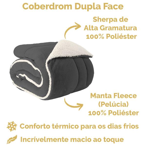 Imagem de Coberdrom King Size Dupla Face Manta Soft Felpuda e Sherpa 