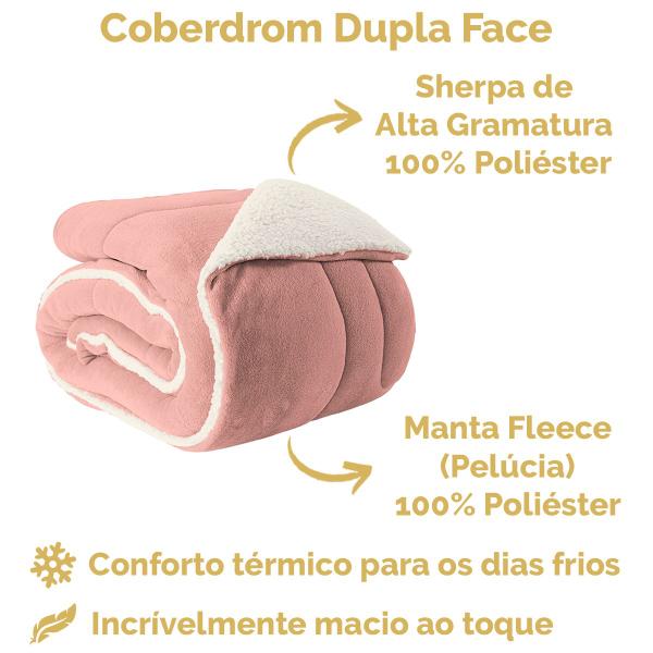 Imagem de Coberdrom Queen Size Dupla Face Manta Soft Felpuda e Sherpa 