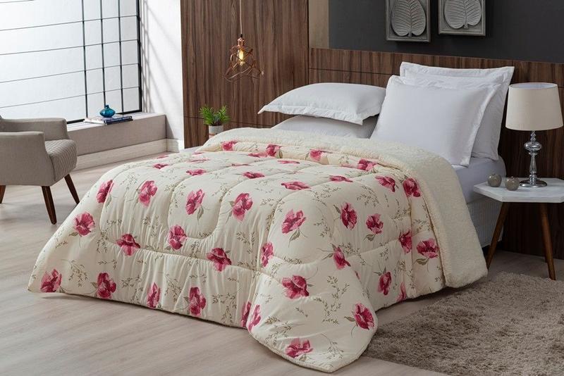 Imagem de Coberdrom Sherpa/Percal 180 Fios Estampado King Gran Moratta 01 Peça - Floral Rose 